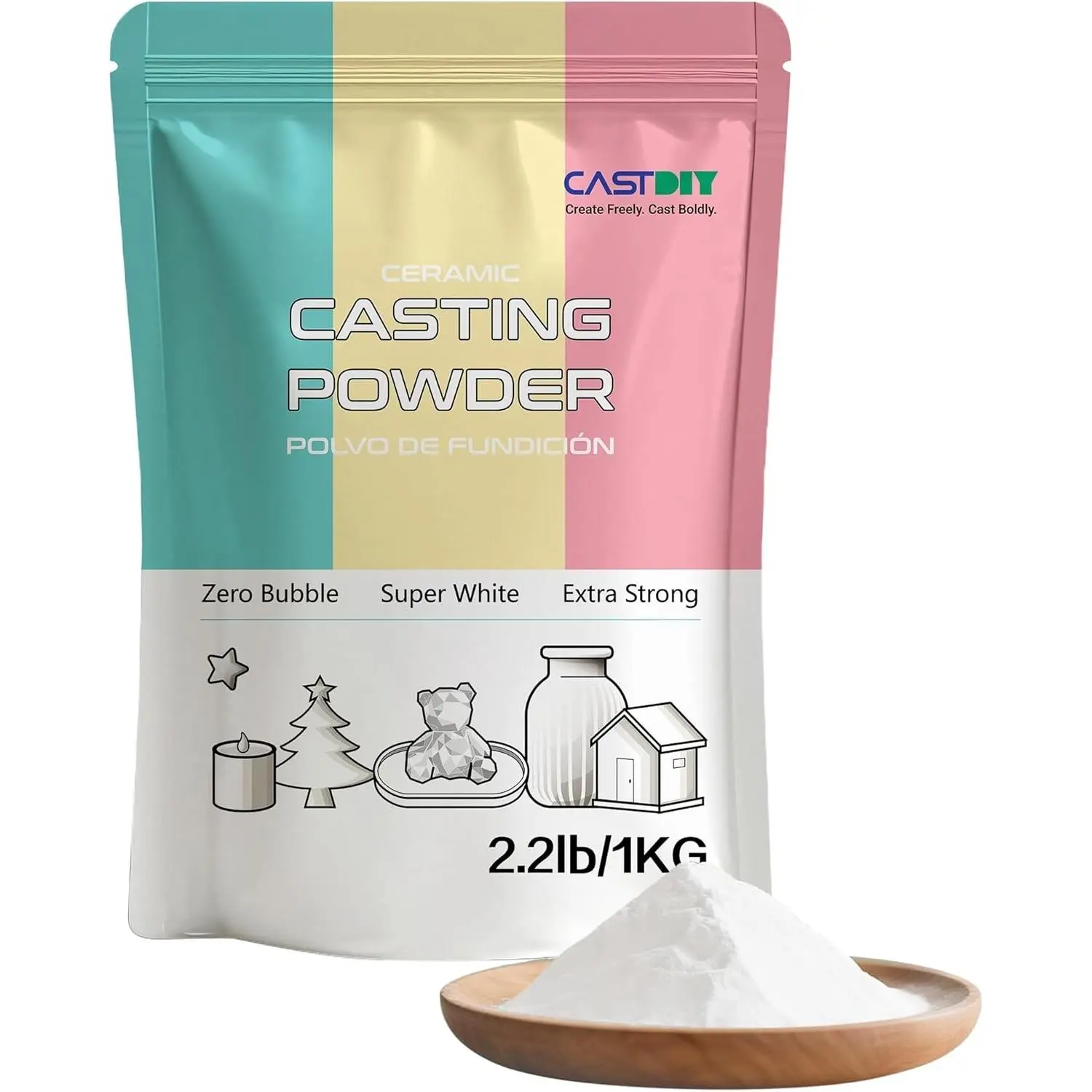 1kg High Hardness Super White Odorless Plaster Gypsum Casting Powder for Silicone Molds, 30-Minute Demold, Suitable for Handcrafting Projects