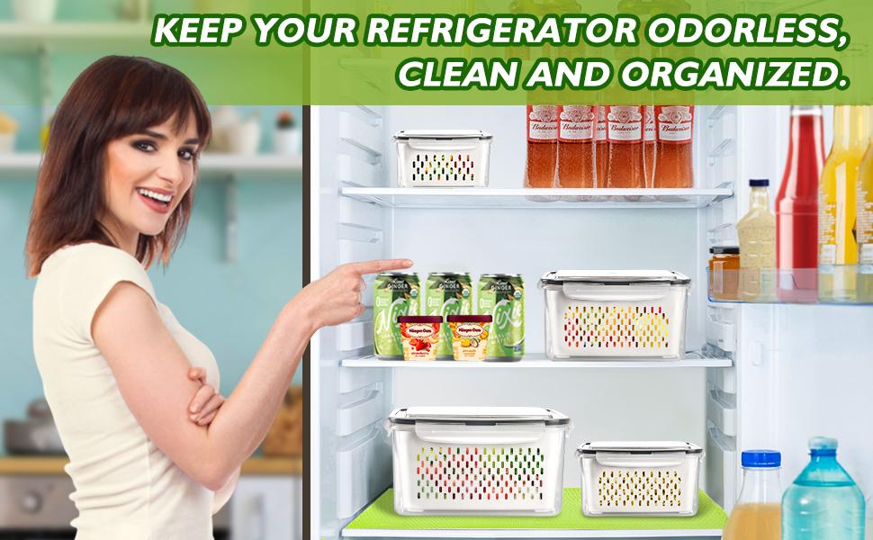 8 Pieces Fruit Storage Containers For Fridge, Large Produce Saver Berry Lettuce Containers For Refrigerator Organizers Bins, Fruit Vegetable Food Storage Containers With Lids & Colanders