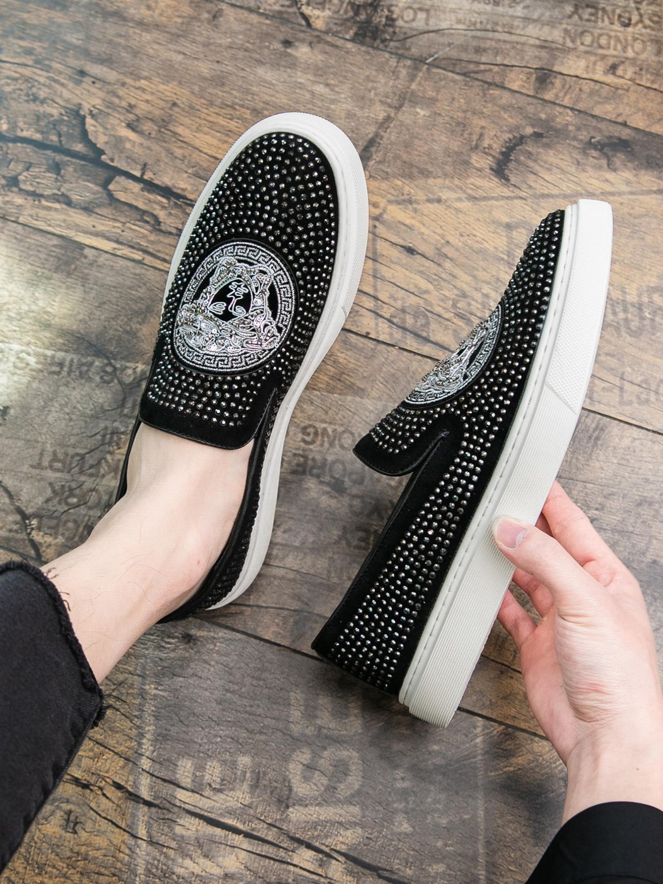 Men's Fashion Trendy Shoes, High-Quality PU Leather, Rubber Sole, All Seasons, Business Casual, Night Club, Driving, Slip-On Loafers