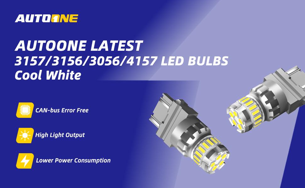 3157 LED Bulbs White, 3056 3156 3057 4057 4157 LED Bulbs for Backup Reverse Blinker Brake Tail Lights, 6500K, Pack of 2 AUTOONE