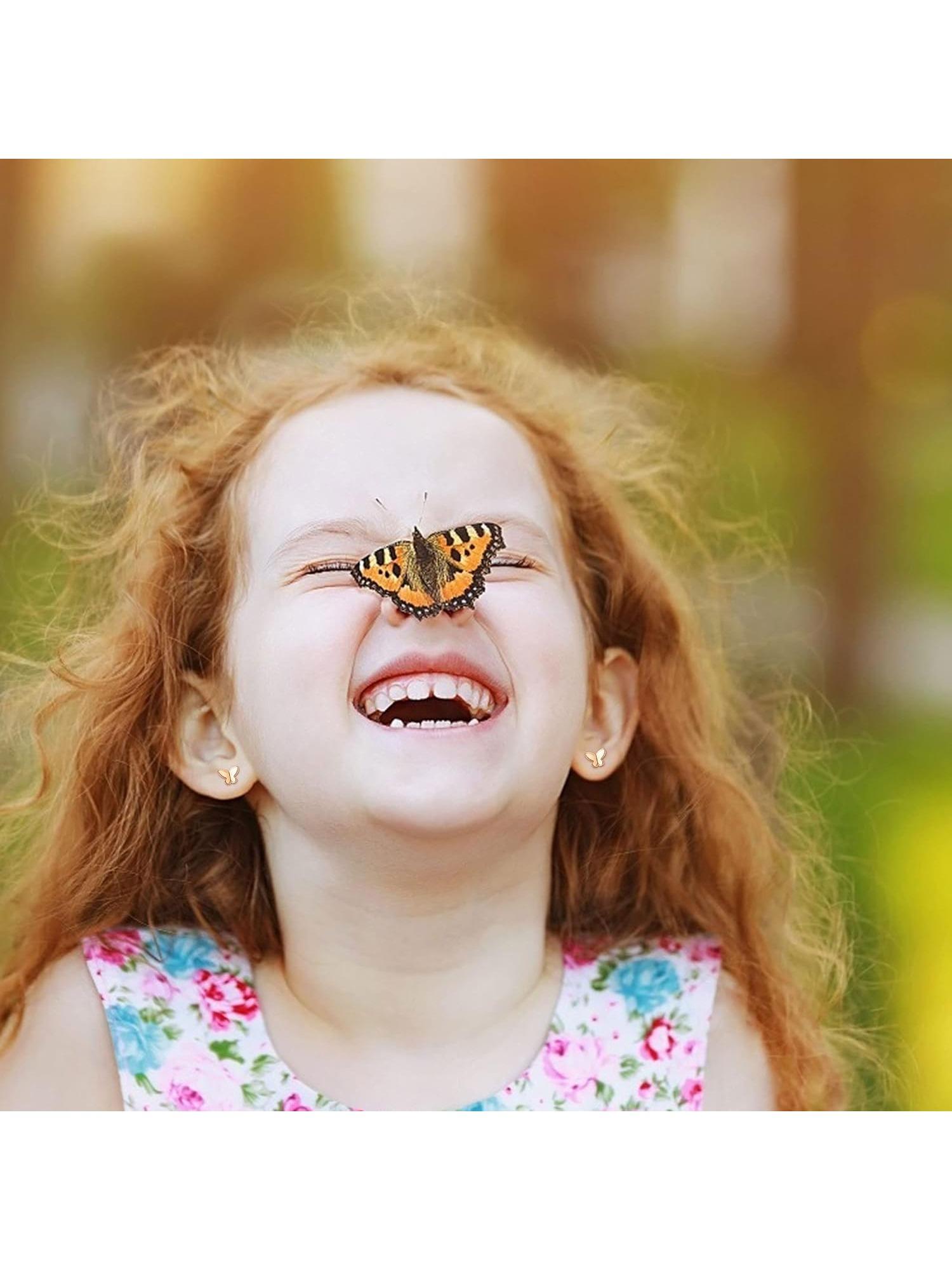 4 Pairs Silvery Stud Earrings Set for Women Heart CZ Butterfly Flower Stud Earrings Hypoallergenic Cubic Zirconia Cartilage Earrings Set