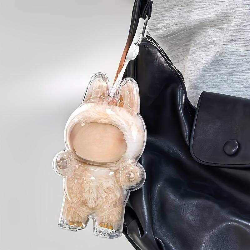 Protective Case for Labubu, Crystal-Clear Hard Display Box with Keychain, Dustproof Cover, Clear Display Case, Doll Not Included, Standing