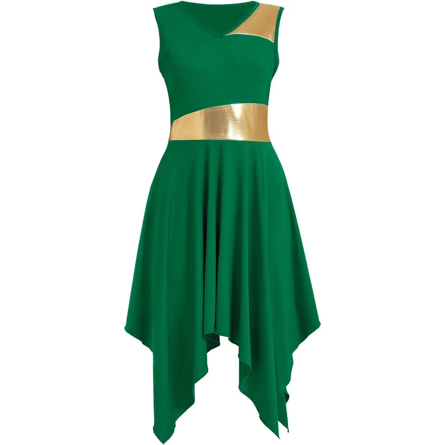 Women's V-Neck Sleeveless Praise Dance Dress Liturgical Worship Lyrical Contemporary Dance Costumes