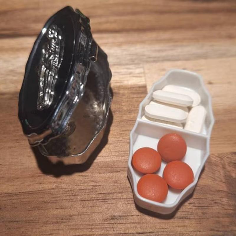 Gothic Skeleton Pill Organizer, Stylish Storage Solution for Pills & Medications, Perfect Gift for Gothic Lovers