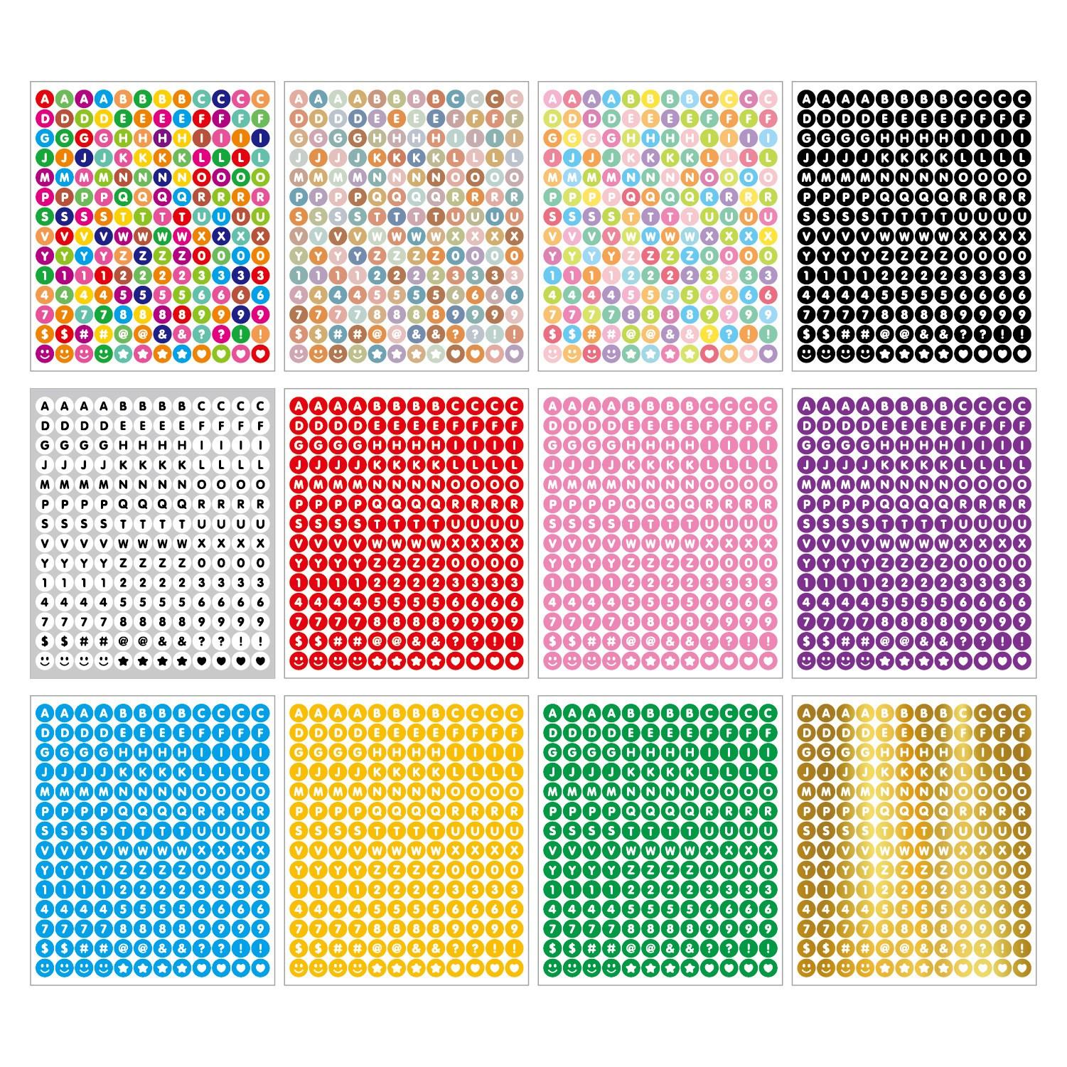 Colorful Round Alphabet Stickers Set, 6 Sheets/sheet, Waterproof 0.5-Inch Letters & Numbers, Ideal for Scrapbooking, Journaling, DIY Projects