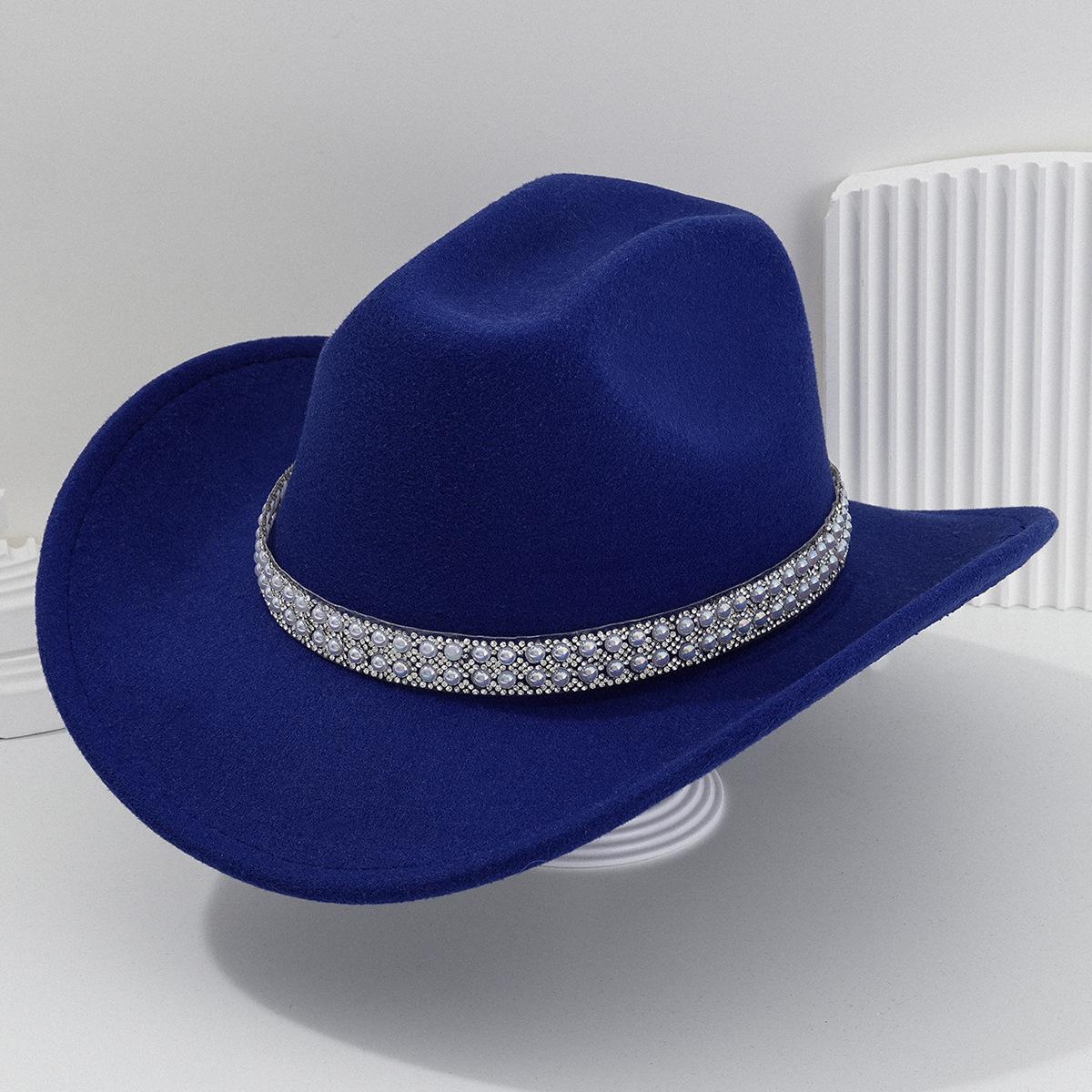 Ladies' gender-neutral western cowboy hat, stylish hat, classic cowboy hat, round pearl with rhinestone gem accessories hat, foreign trade bridal top hatSpeedy Smarts