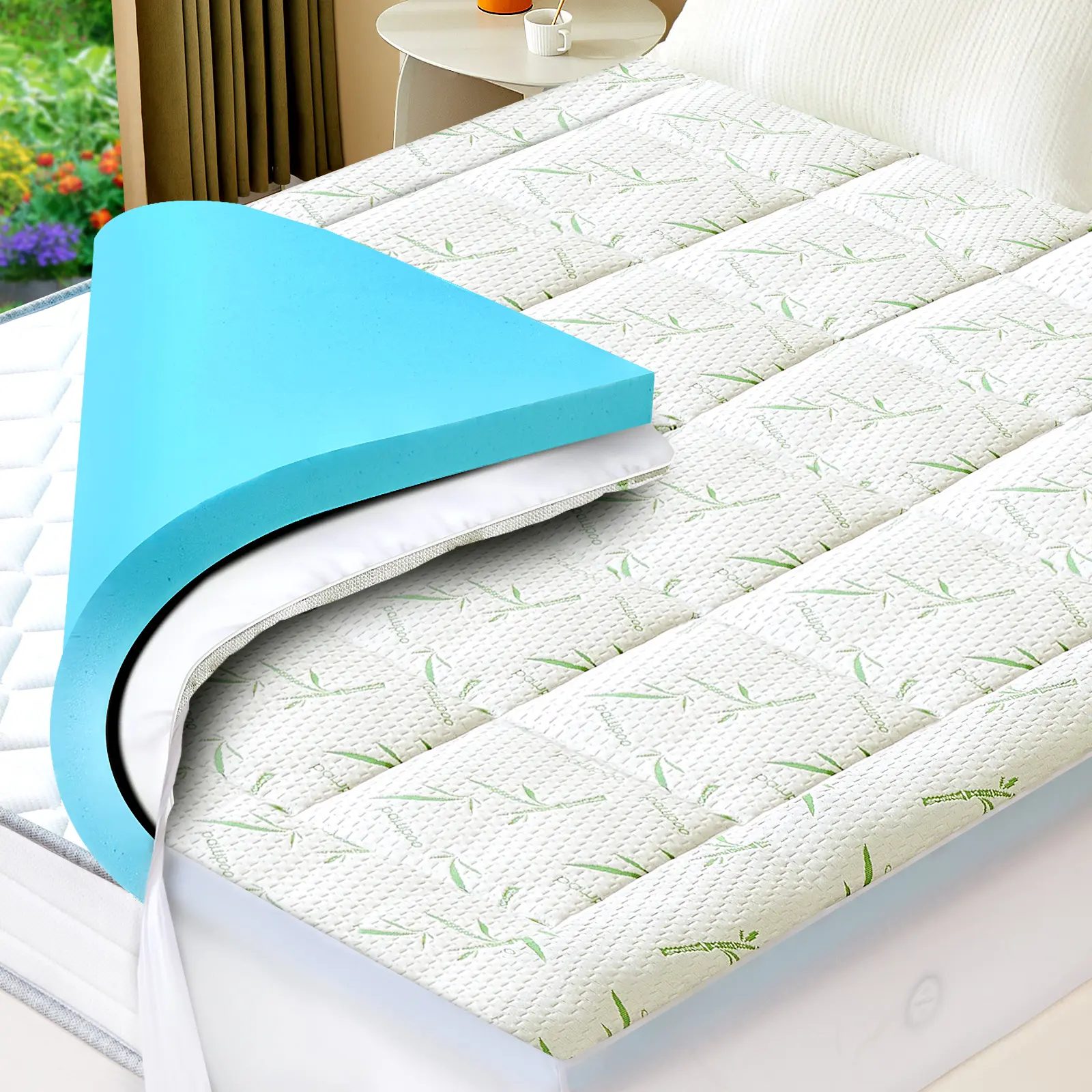4 Inch Dual Layer Memory Foam Mattress Topper, 2 Inch Gel Memory Foam with 2 Inch Down Alternative Pillow Top, Mattress Pad Cover with 8 to 21 Inch Deep Pocket, Sleeping Comfort, Dorm Essentials, Home Decor