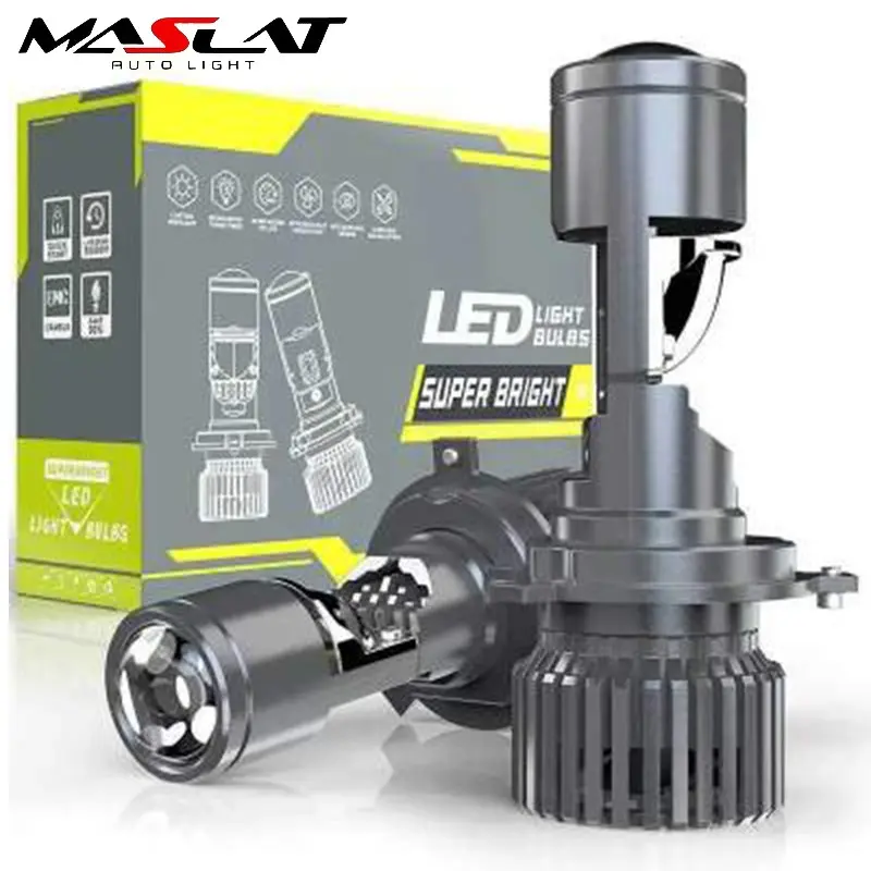 Pair GT4 Mini Bi LED Projector Headlight Lens Bulb High Low Beam for Car Motorcycle Universal Auto Moto Lamp Retrofit Light Led Headlights Bulbs
