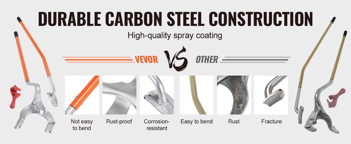 VEVOR Tire Mount Demount Tool, 22.5-24.5 Manual Steel Tire Changer Mount Demount Removal Tool, with Extra Bead Holder, Tubeless Truck Bead Breaker, 3 PCS Tire Changing Tools, Orange