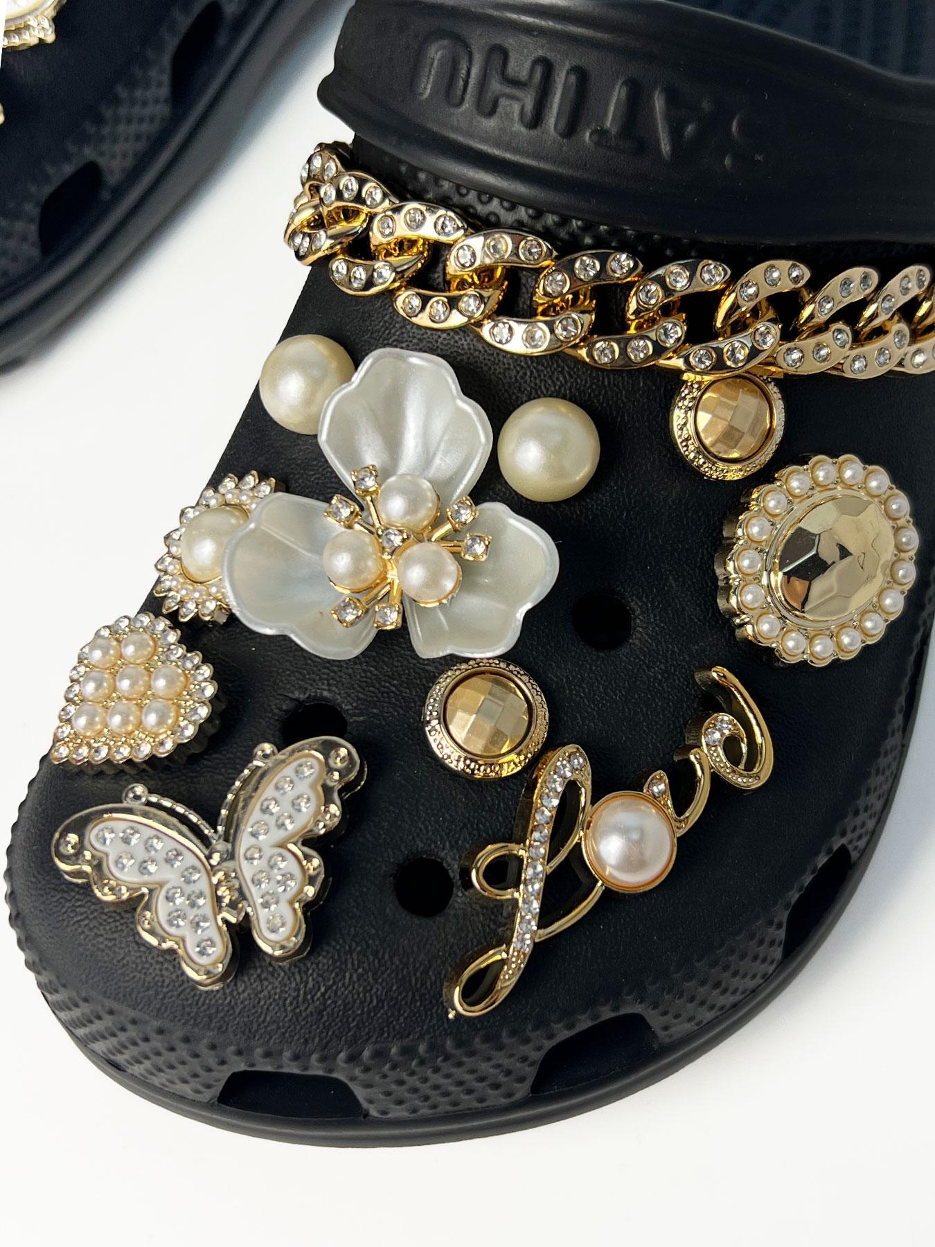 Fashionable Flower & Chain Design Shoe Charms, Elegant Shoe Decoration for Women & Girls, Shoes Accessories for Clogs