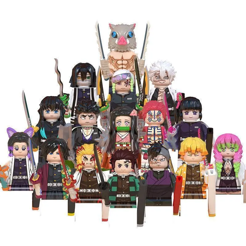2026 Hot selling toys WM6116 WM6137 WM6138 WM6162 WM6163 Japanese Anime  Building Blocks DemonSlayerBricks Dolls Action Figure Birthday Kids toys Internet-famous toy