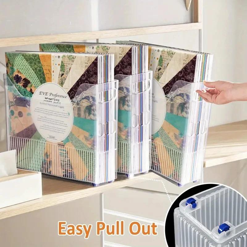 2pcs Storage Organizer,Scrapbook Paper Storage with Wheels,Plastic Portable Scrapbook Storage Bin for Scrapbook Papers,Cardstocks,Doc