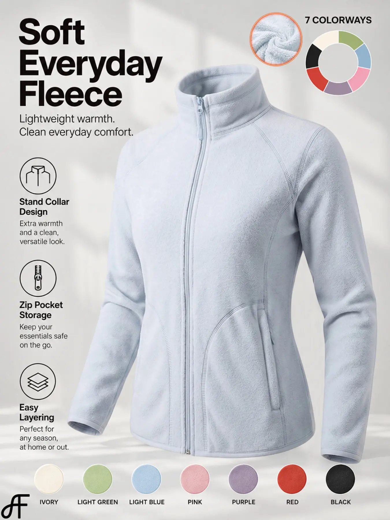 FF Women's Jacket Stand Collar Full Zip Outerwear with Pockets Warm Casual Athleisure Coat for Workout Running Hiking Daily Streetwear Fall Winter Workout Jackets