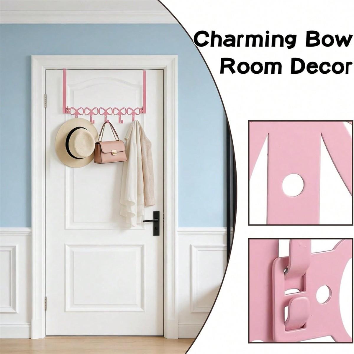 1pc Bow Door Hook, Wall Mounted Towel Rack, Cute Country Style Decor, Decorative Wall Hooks, Suitable for Bedroom Bathroom, Hang Towels Hats Clothes Bags Coats, Wall Hanger Hook
