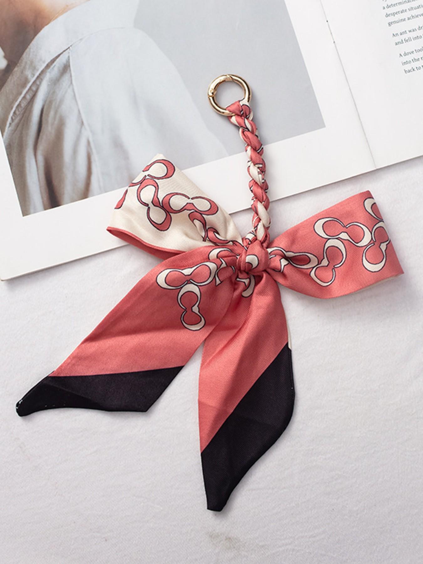 Elegant Braided Silk Scarf Bow Bag Charm, Luxury Handbag Pendant Accessory, Cute Aesthetic Bag Decor, Multi-use Keychain & Phone Charm, Perfect Birthday Christmas Mother's Day Gift for Women Girls, Trendy Bag Accessory for Tote Backpack Handbag