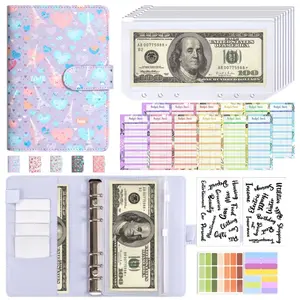 Fresh Trendy Macaron Color A6 Heart Design Loose Leaf Notebook Set, Loose Leaf Journal Dairy with Zipper Pouch, Budget Planner Stationery Gifts