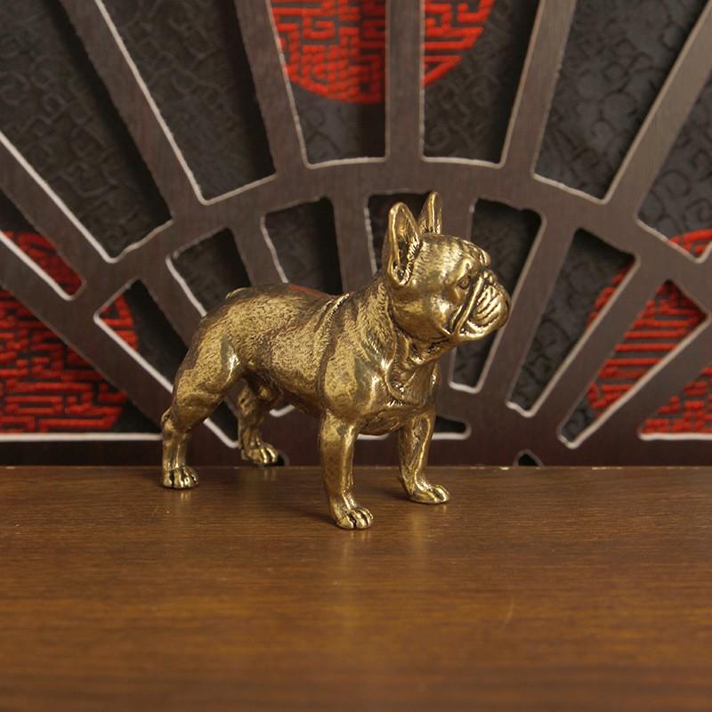 Brass Puppy Figurine Statue, Bull Terrier Metal 3D Model Decorative Item, Solid Vintage Puppy Ornament, Home Decoration Accessory