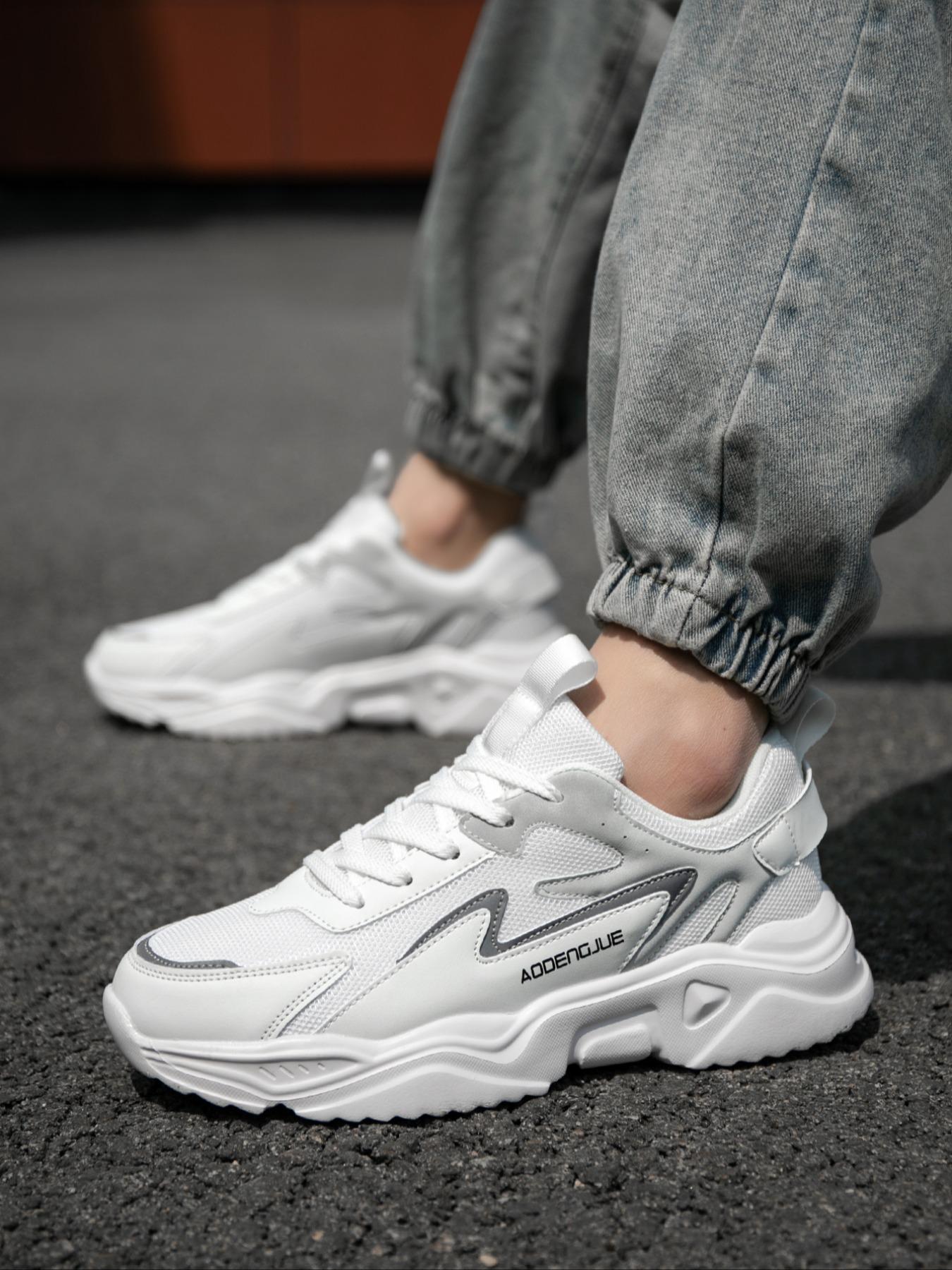 Men's Fashionable Patchwork Lace Up Low Top Sneakers, Casual Comfortable Sports Running Shoes, Trendy All-match Sneakers for Daily Wear