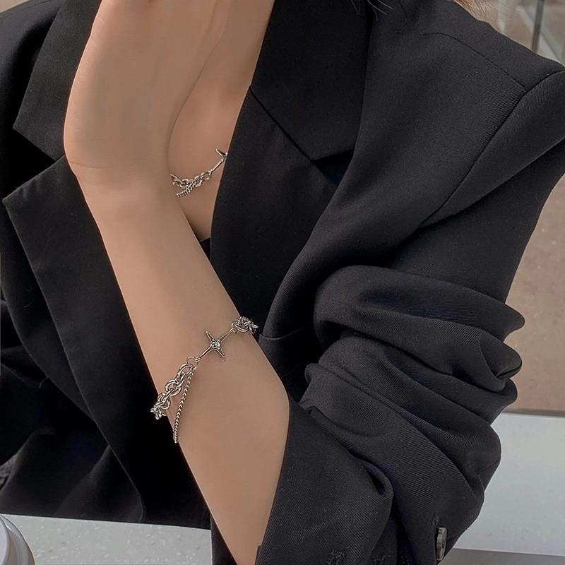 Fashionable Hip Hop Cross Star Rhinestone Couple Bracelet, unisex design, the perfect gift for couples, a trendy accessory for daily wear