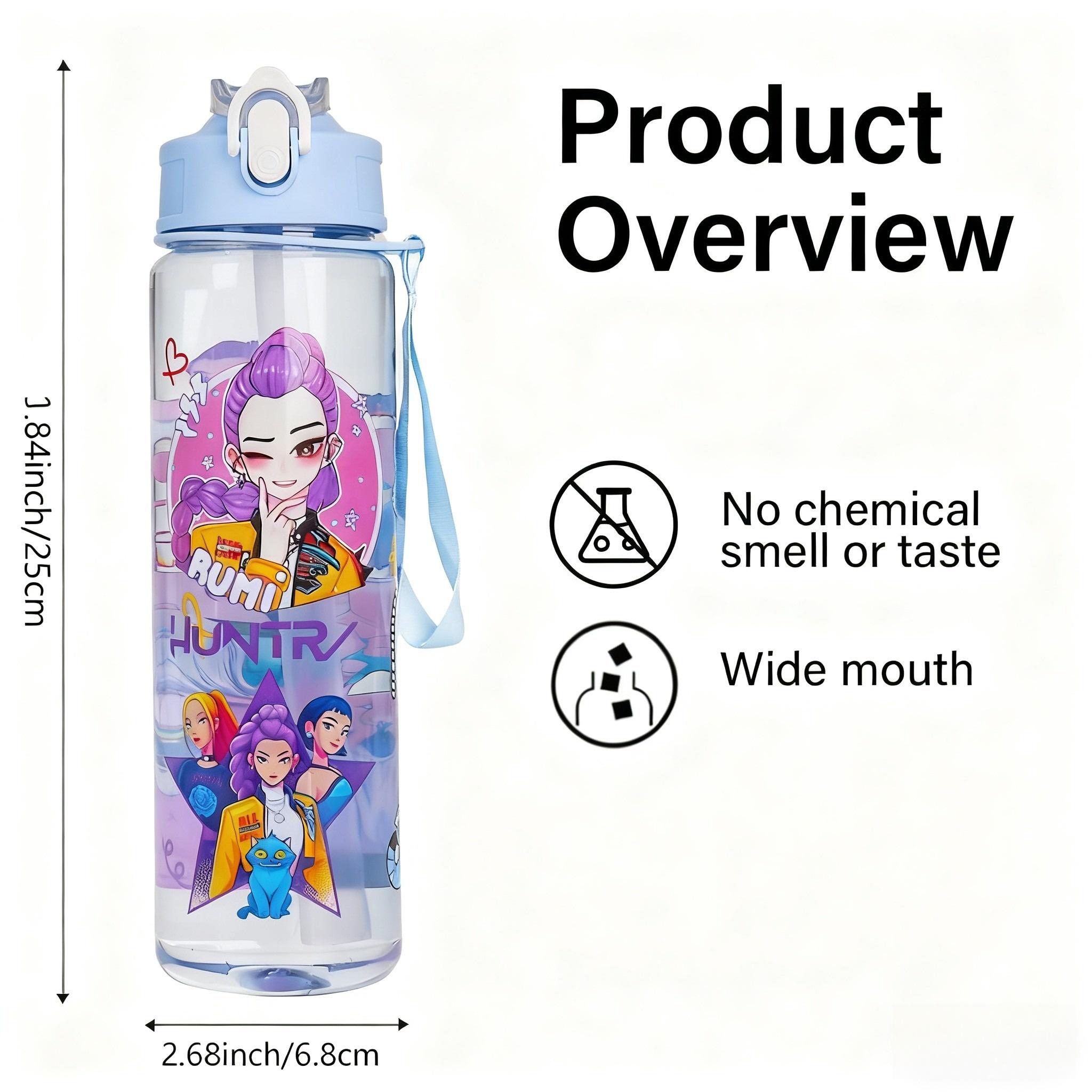 K-Pop Ghost Hunter Theme Totem Water Bottle Tumbler, Hard Plastic 700ML with Lid and Straw, Perfect Gift for Kids, Partners, Family, Friends