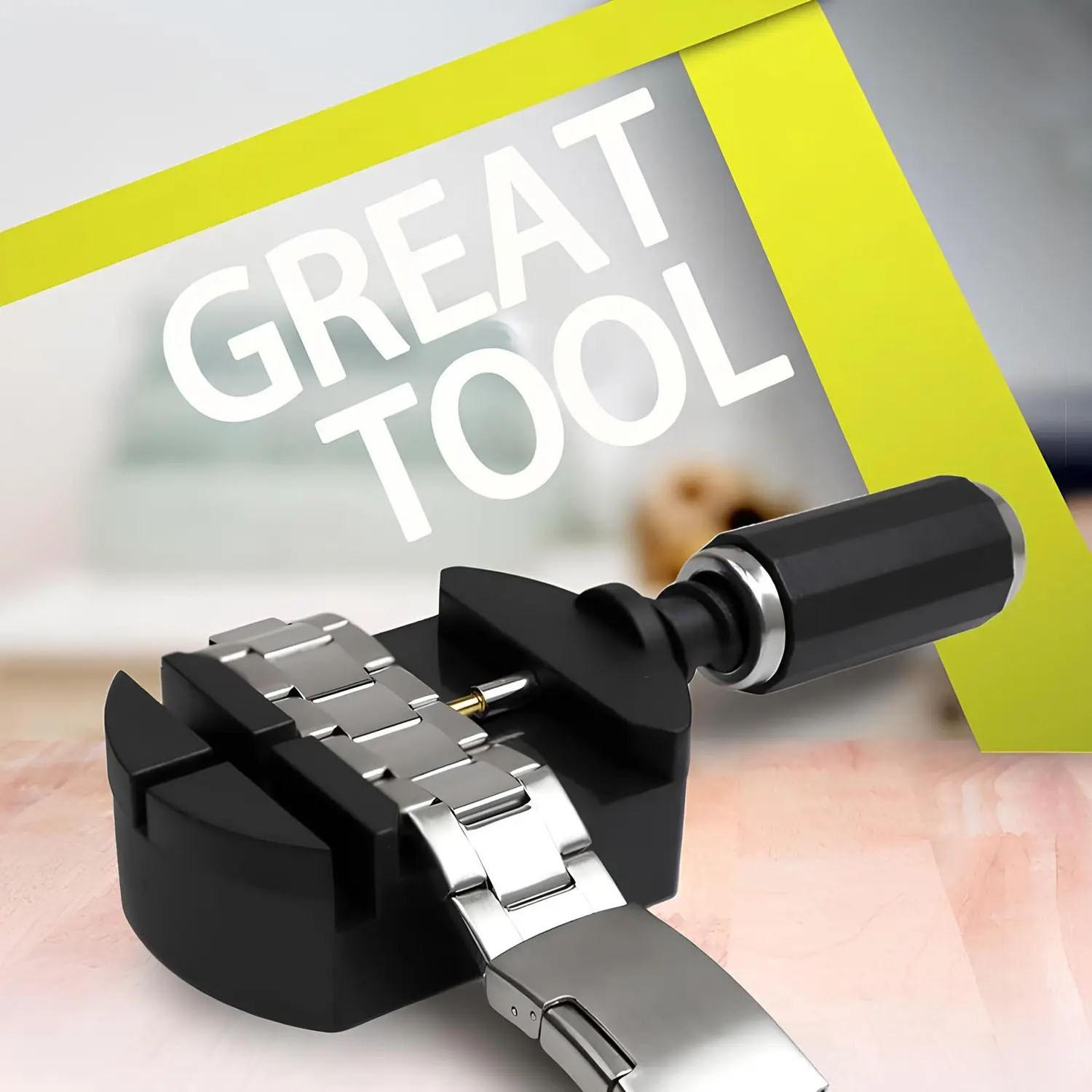 Watch Link Removal Tool Set, Bracelet Adjustment Tools, Band Size Adjuster, Watch Repair Hammer, Strap Adjuster, Watch Repair Toolkit, User Manual Included