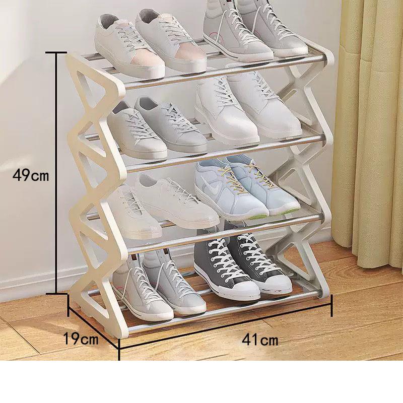4 Layer Simple Shoe Rack, Shoe Shelf Organizer, Stackable Space Saving, Living Room Bedroom Universal Storage, Easy Assembly, 5 Colors, 2 Styles, Shoe Rack Organizer