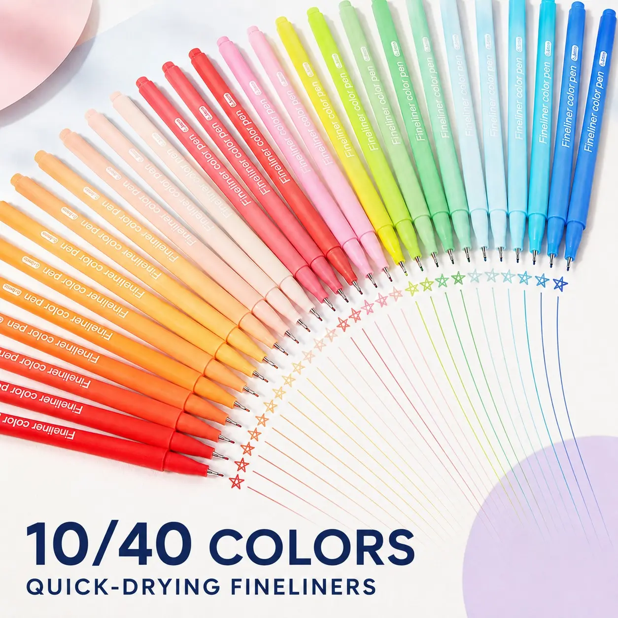 10 Pack Ultra-Fine Color Fiber Tip Fineliner Pens, 0.4mm Precision for Note-Taking, Marking and Journaling, Vibrant and Versatile Writing Supplies, College Student Pen