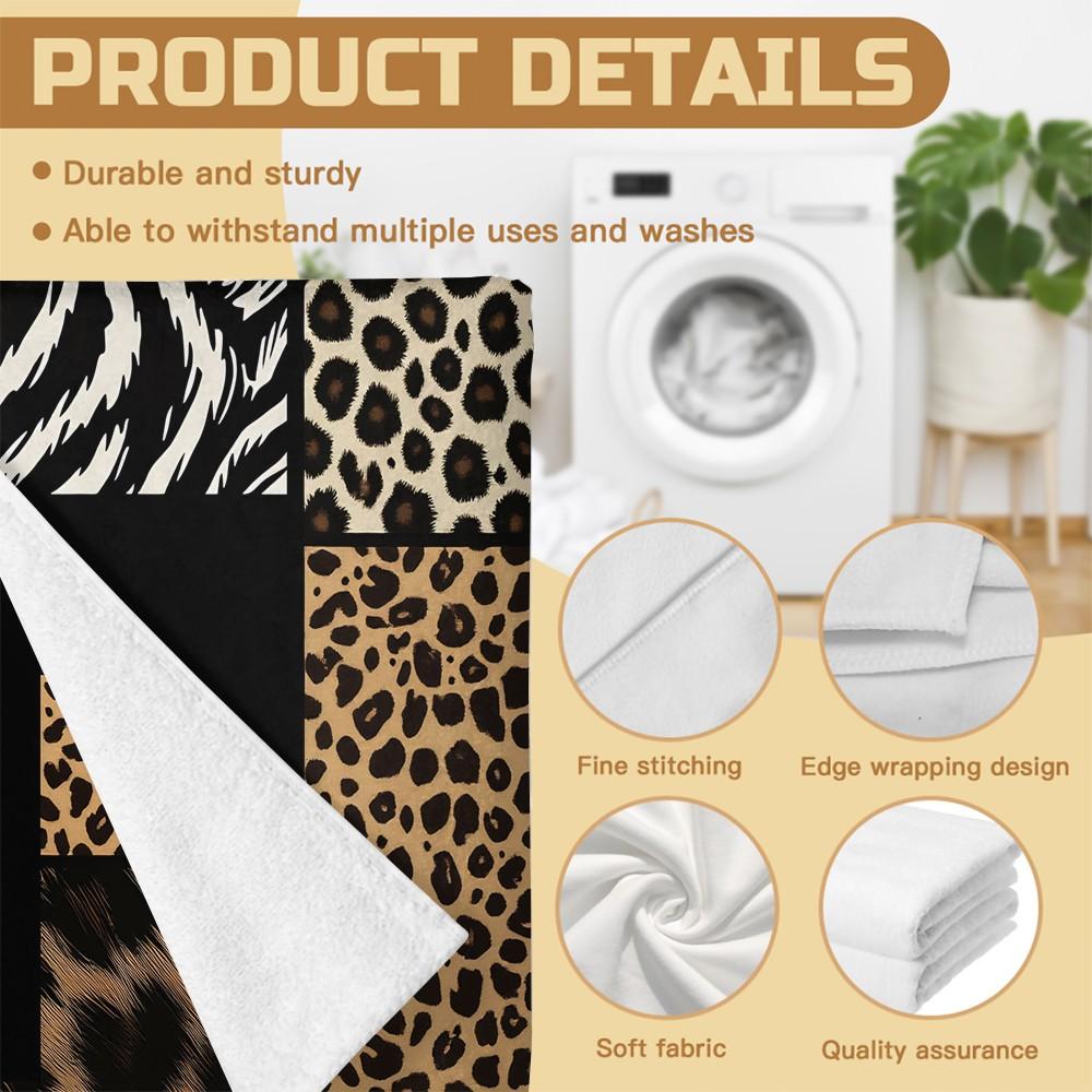 Luxe Animal Print Letter A-Z Beach Towel, Leopard Zebra Patchwork Pool Towel, Wild Safari Camping Towel, Soft Absorbent Bath Towel Blanket for Women Teens Girls, All-Purpose Towel for Travel Swimming Vacation