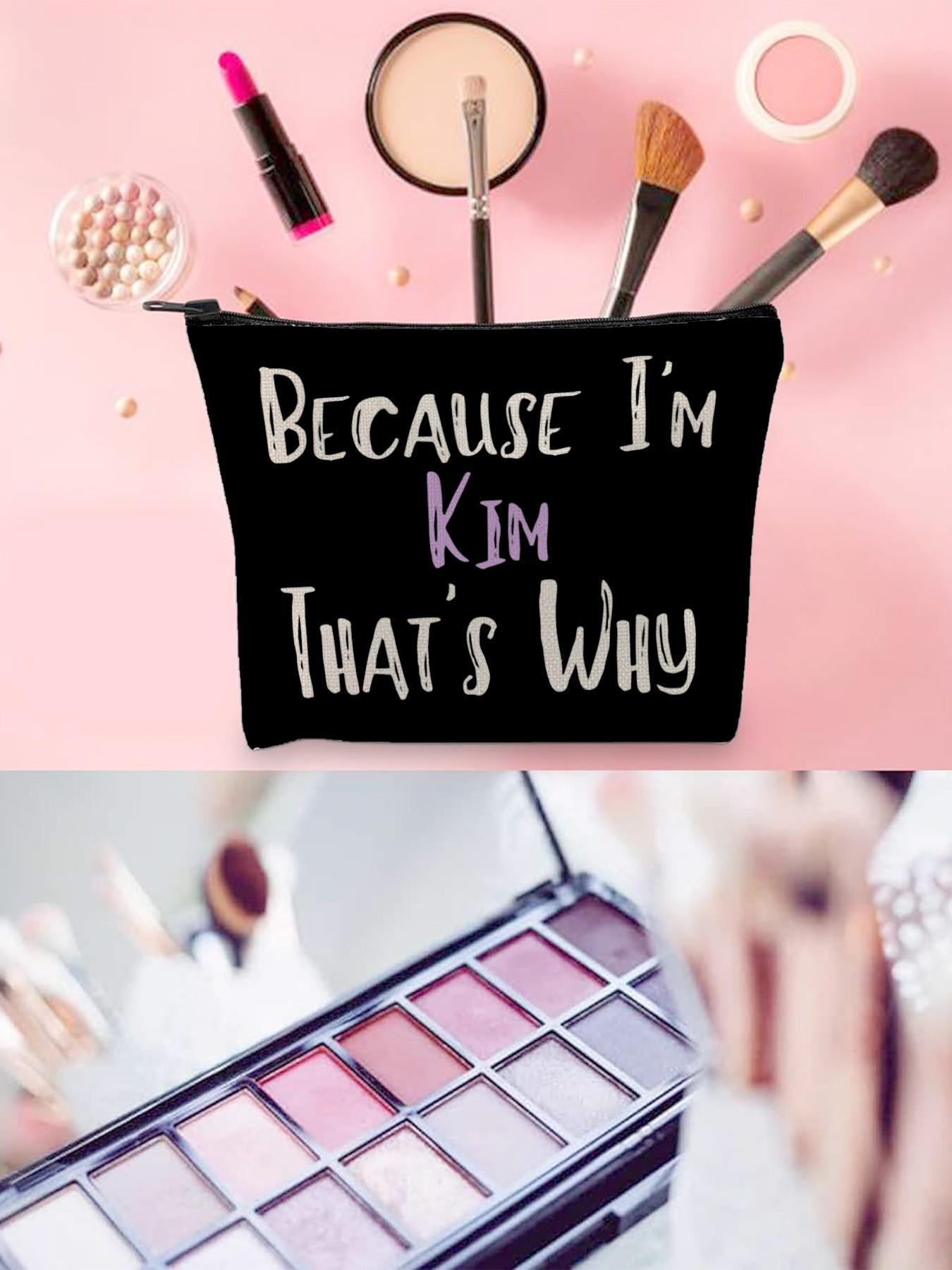 "Because I'm Kim That's Why Large Capacity Makeup Bag - Funny Personalized Name Pouch for Cosmetics, Skincare & Travel Essentials | Sassy Birthday Gift for Her, Bestie, Mom, Wife on Christmas, Valentine's Day, Birthday | Unique Customized Accessories"