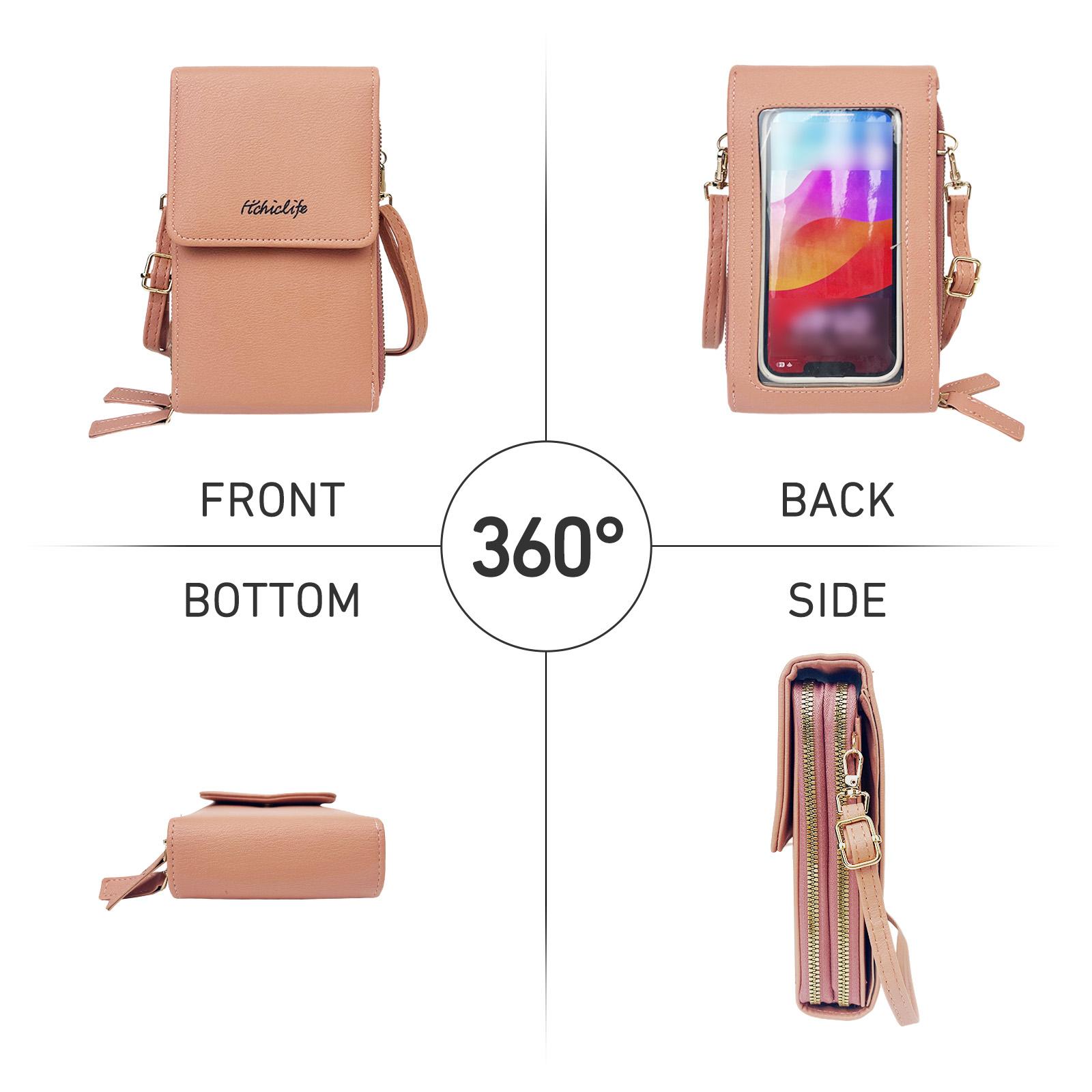 Women's Lightweight Small Crossbody Bag Phone Wallet Crossbody Purse Square Leather Crossbody Wallet for Travel Card Holder Document Bag Touchscreen Compatible SpringStatements