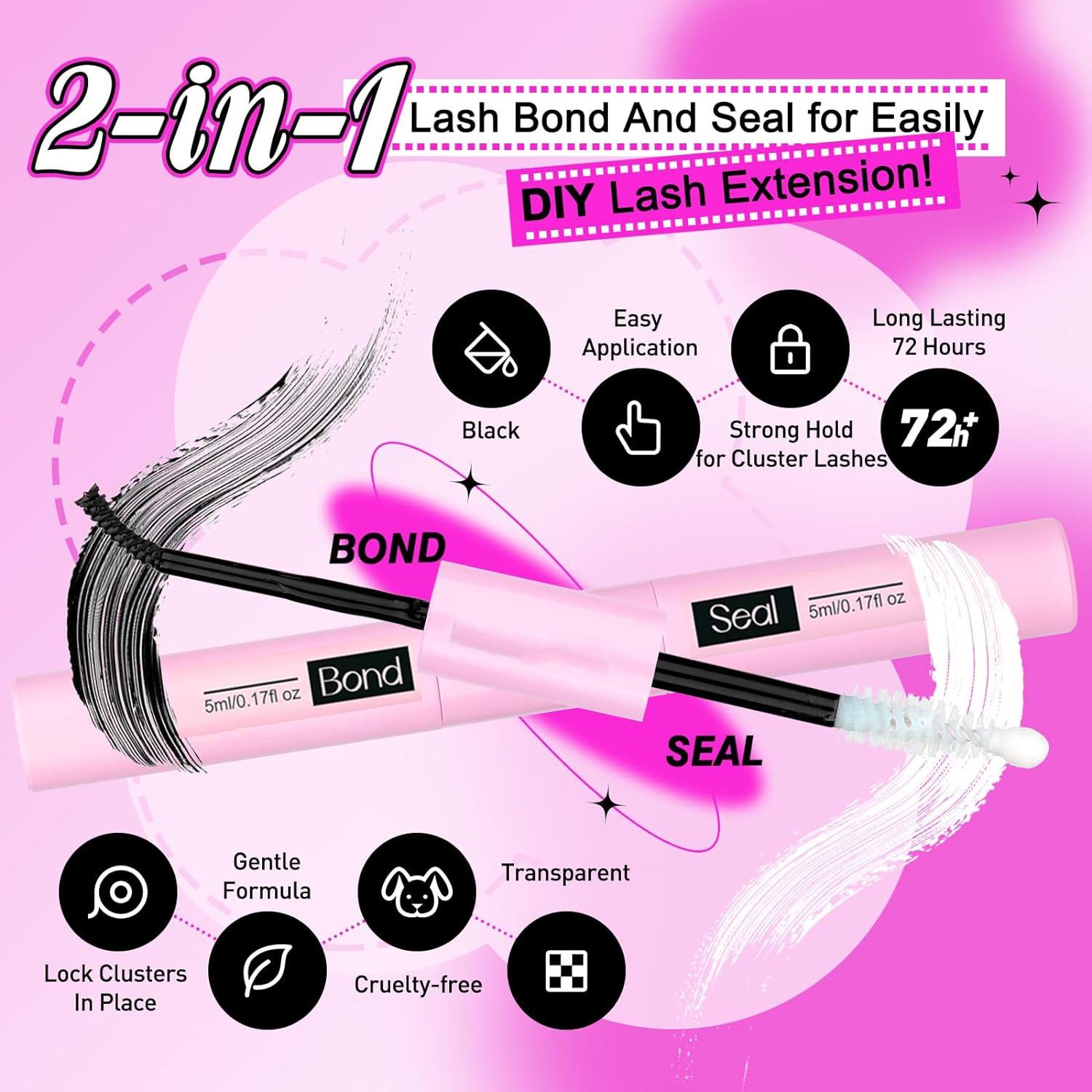 120 Lash Clusters, Natural Wispy Eyelashes, Mixed Lengths 8-16mm, D Curl, Fluffy, Transparent Band, DIY False Eyelashes, DIY Eyelash Extensions