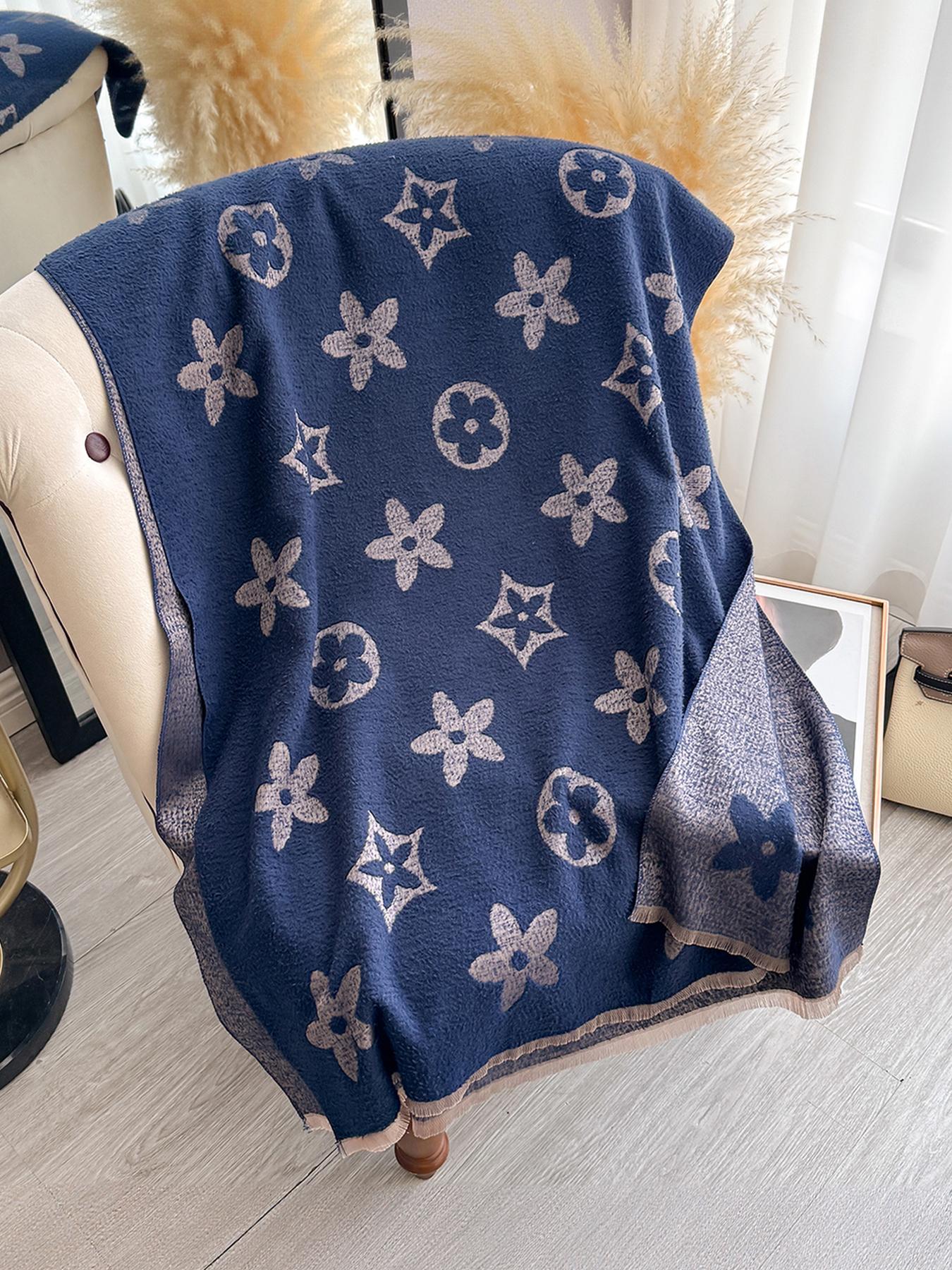 Women's Geometric Floral Shawl, Warm Comfortable Scarf, Casual Multifunctional Wrap, Fall/winter Decoration, Ladies Fashion Accessory, Casual Soft Shawl, Floral Print Shawl, Floral Pattern Shawl