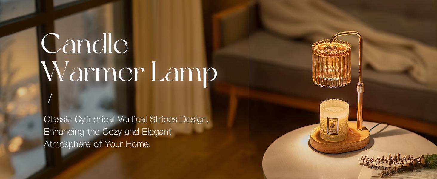 Crystal Vertical Stripe Candle Warmer Lamp with Timer, Height Adjustable Wax Melt Dimmable with 2 Bulbs Modern Bedroom Decor for Women, Home Decoration Home Accessories, Valentine's Day Gift
