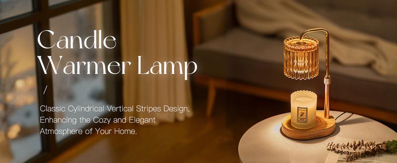 Crystal Vertical Stripe Candle Warmer Lamp with Timer, Height Adjustable Wax Melt Dimmable with 2 Bulbs Modern Bedroom Decor for Women, Home Decoration Home Accessories, Valentine's Day Gift