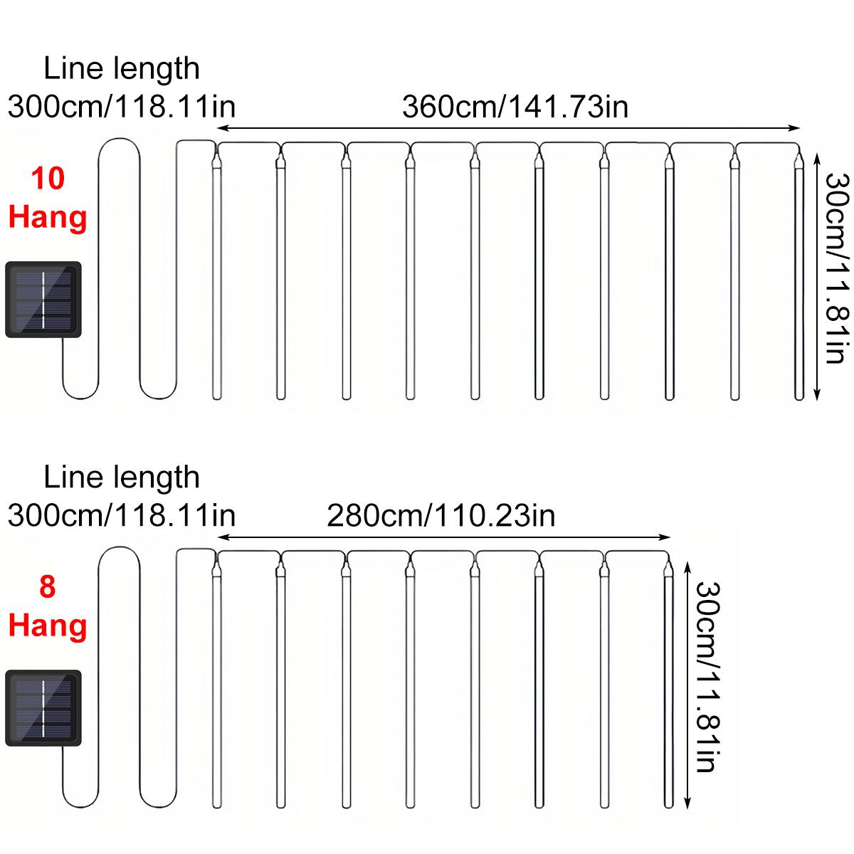 1pc 192LED Solar Meteor Shower Lights, Falling Rain Drop Lights, Solar Christmas Lights with 8 Light Tubes, IP55 Landscape Lighting for Trees Gardens Courtyards Christmas Wedding Party Mother's Day Halloween Christmas Outdoor Decoration