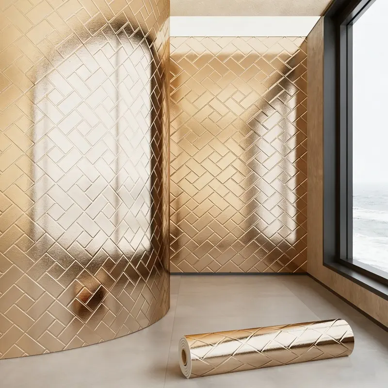 Luxurious Self-Adhesive Wallpaper Roll, Geometric Pattern Thick Wall Decor, Essential Home Decoration, Enhance Your Walls Beautifully