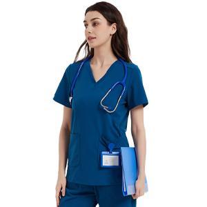 Stretchy Scrub Tops Nurse Uniform Tops for Women with Pockets Soft Nursing Clothes Breathable Workwear Stretchy Scrub Tops Nurse Uniform Tops for Women with Pockets Soft Nursing Clothes Breathable Workwear