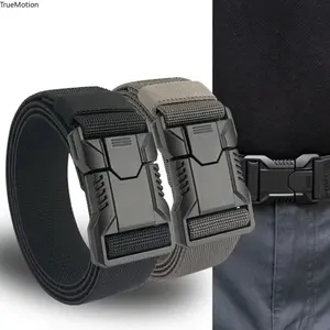 Men's Canvas Belt Quick Release Breathable Lightweight Outdoor Belt for Hiking Running EDC Work Casual Sports Adjustable Waist Belt