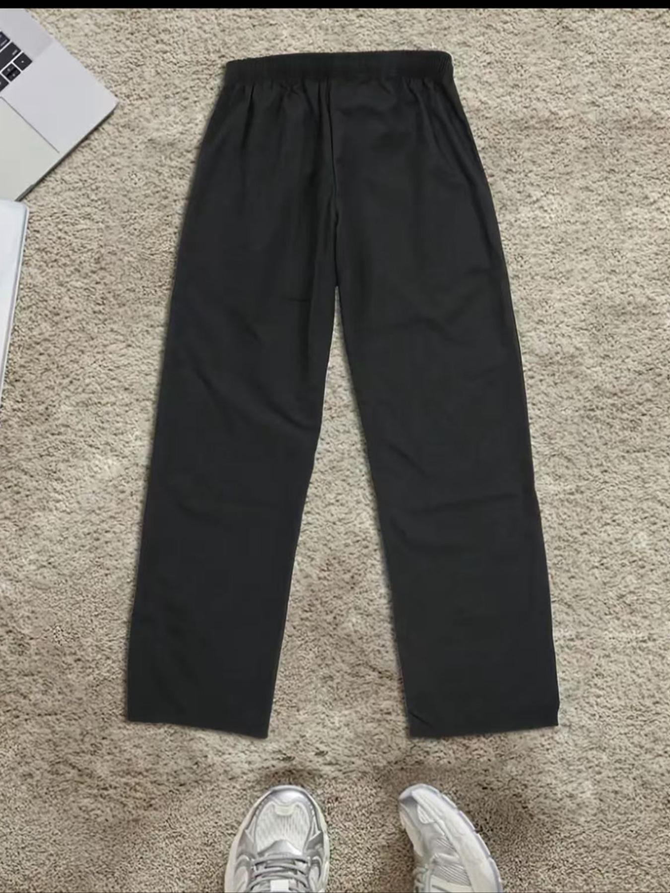 Men's Letter & Striped Print Pockets Pants, Regular Fit Casual Comfy Breathable Pants for Outdoor Daily Wear, Men's Trousers for All Seasons