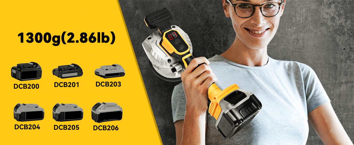 Tile Vibration Leveling Machine Compatible with Dewalt 20V Li-ion Battery, Battery NOT Included, With 8 Adjustable Speed, Suction Cup, Digital Display for Floor Tile Wall