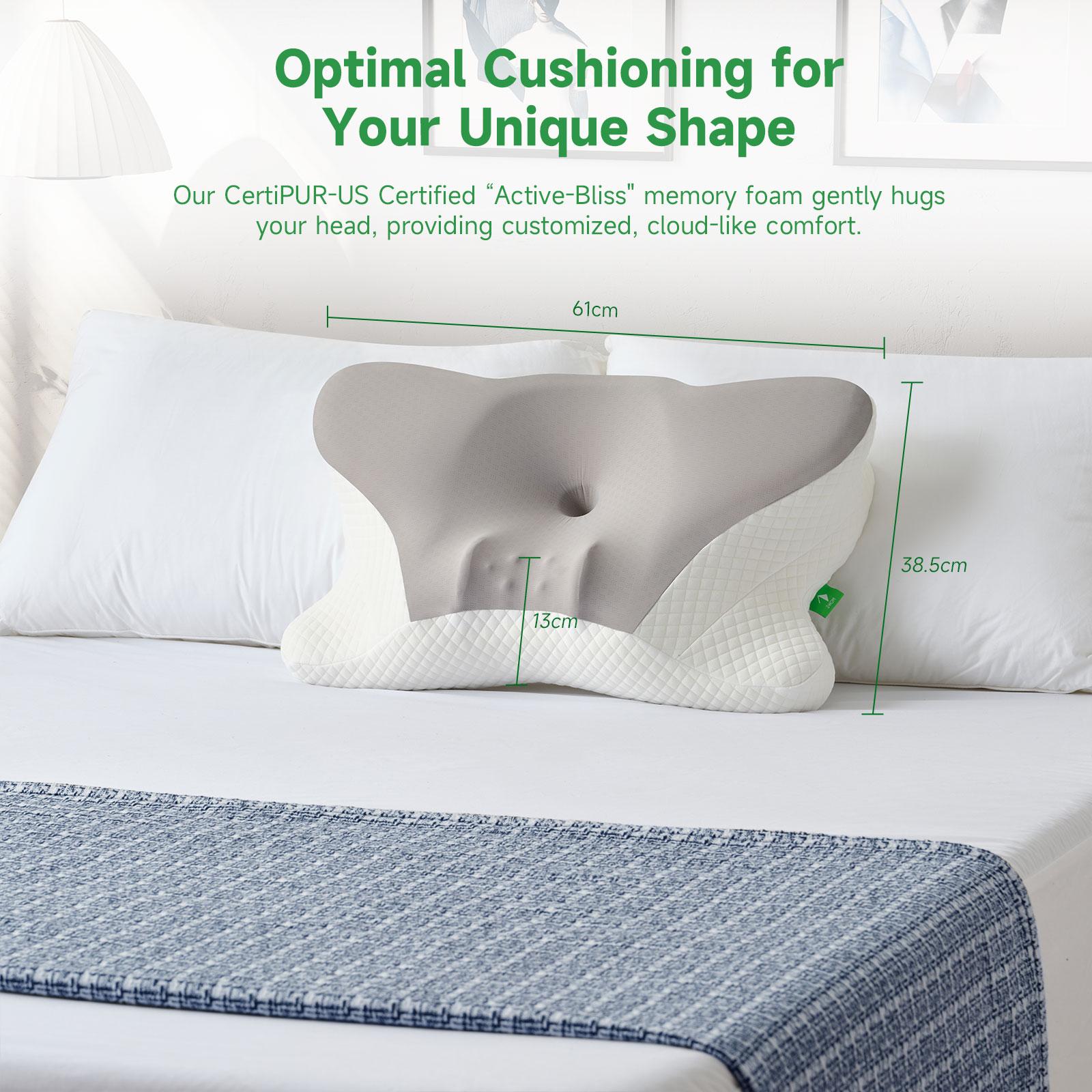 VIZIM Ergonomic Infinity Pillow Memory Foam Pillow with Dual Height Neck Support, Cooling Breathable Cover, Certified Orthopedic Pillow for Side & Back Sleepers