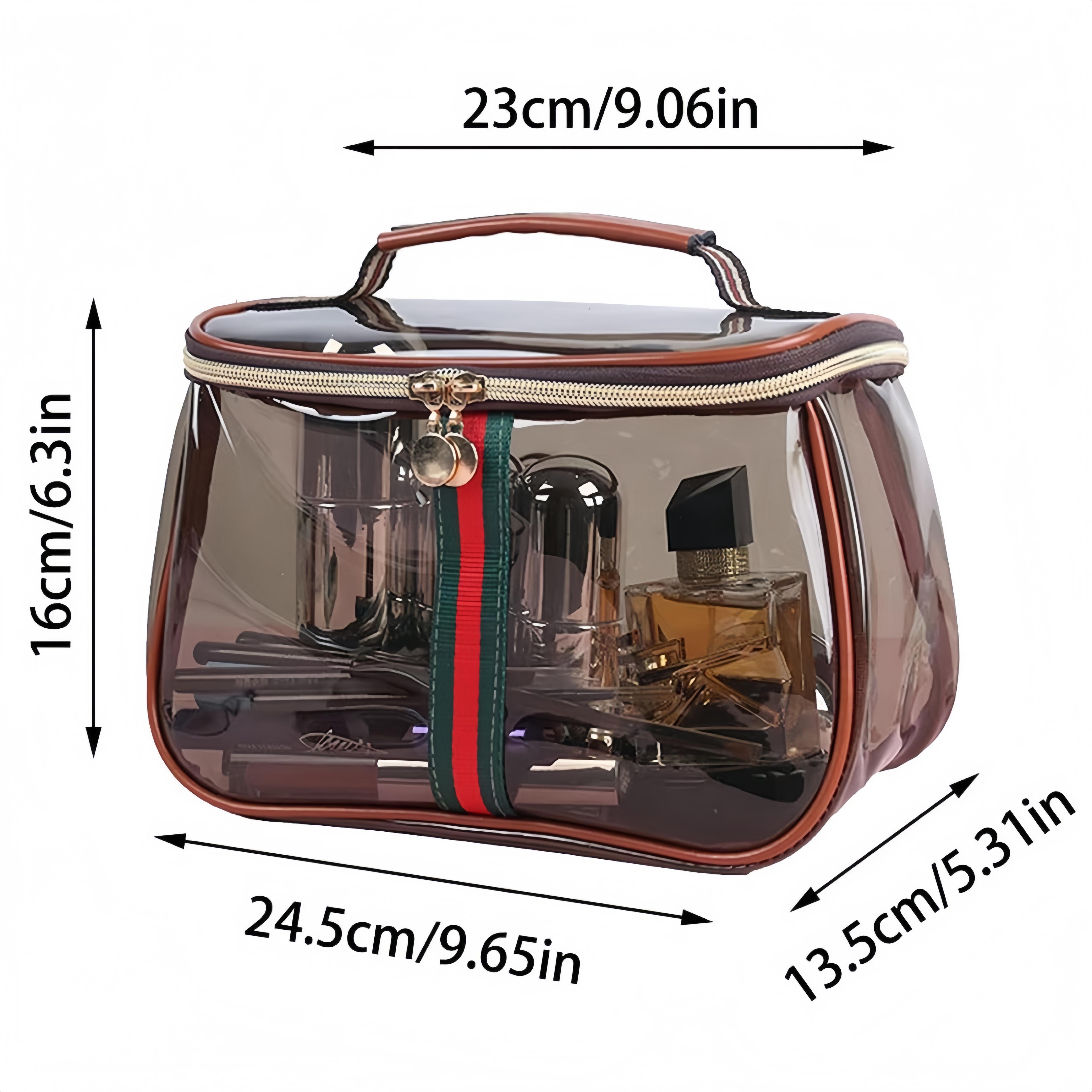3PCS New Retro Vintage Vanity Bag, Large Capacity Makeup Organizer for Women, Ladies Travle Storage Case, Waterproof Transparent Toiletry Bag, Portable Skincare Storage Case (Brown)