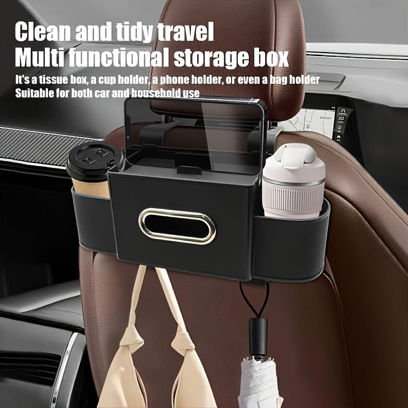 Car Rear Seat Hanging Storage Box, with Tissue Holder & 2 Cup Holders, Compact Interior Organizer, Simple Design, Essential Vehicle Accessory, Car Organization Accessories, Car Organizer Back Seat, Car Organizers and Storage