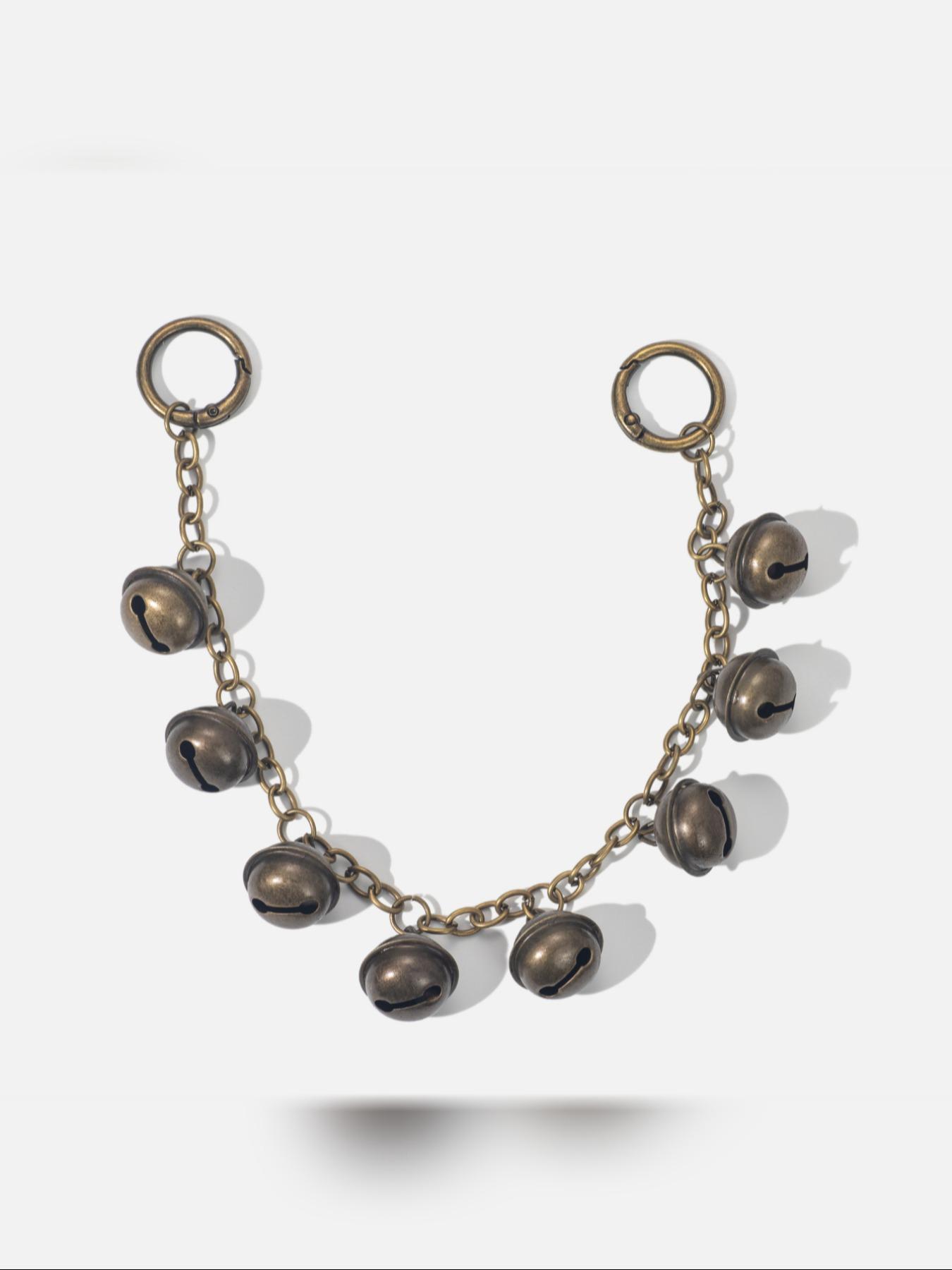 Vintage Bell Bag Charm, Elegant Plain Design, All-Season Pockets Accessory, Fashionable Chain Decoration, Versatile Bag Pendant