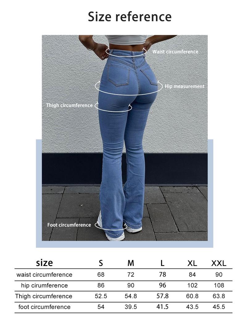 GILIPUR Y2K Women's High Waist Flare Leg Jeans, Casual Button Fly Pocket Design Bell Bottom Denim, Women's Bottoms for Daily Wear, Kardashian Style, 000 Jeans, Fashionable And Versatile Women's Jeans, Suitable For Spring, Summer, Autumn And Winter, Tchic