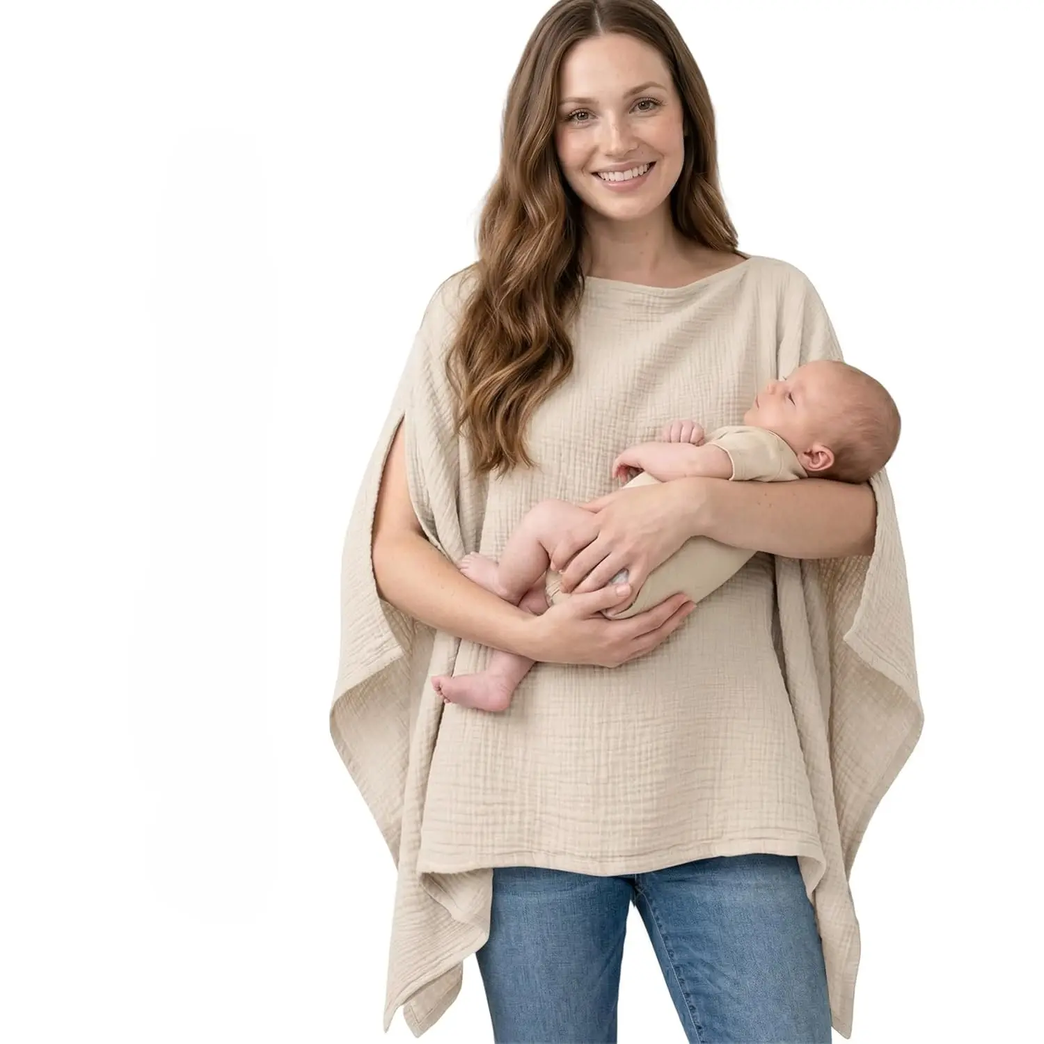 Breastfeeding Cover Up Fashionable Pregnancy Shawl, Privacy Breathable Multi-Use Car Seat Cover, Baby Bundle Wrap Nursing Towel