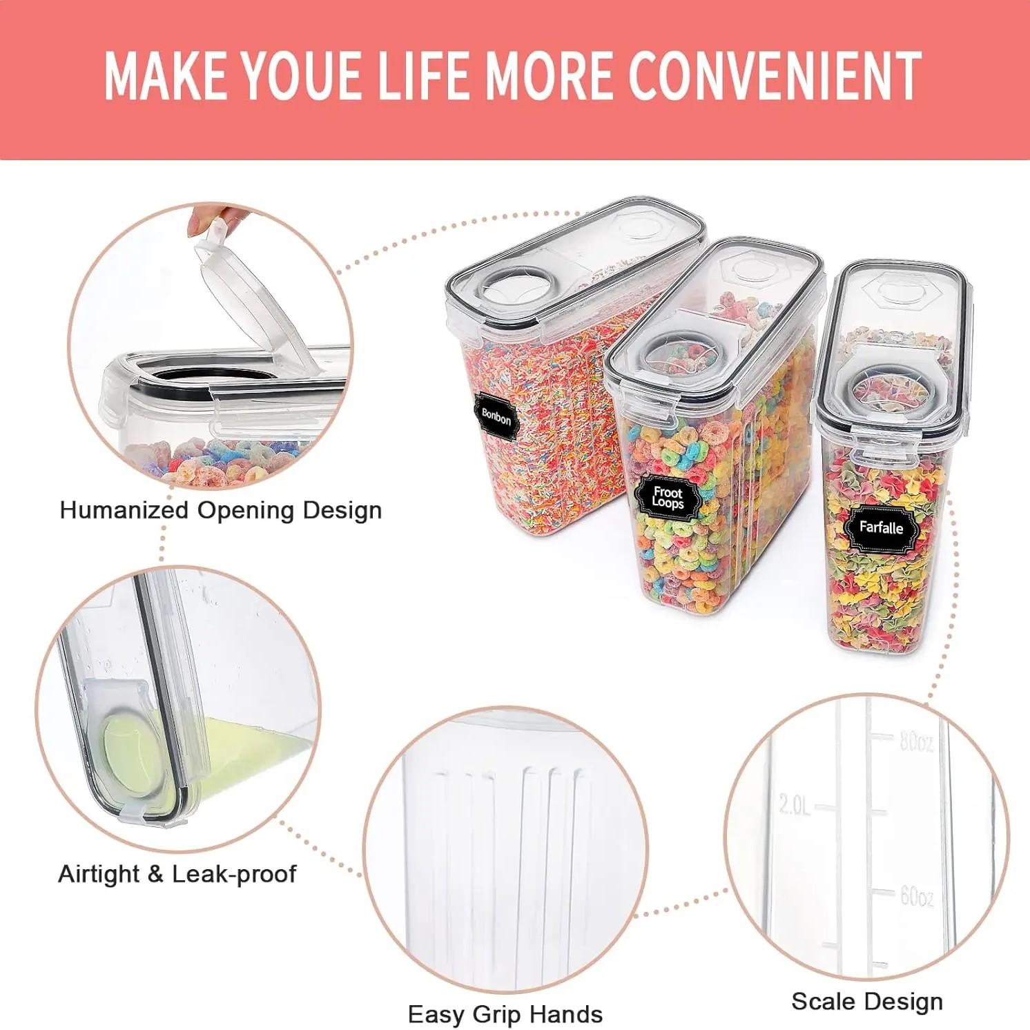 Airtight Food Storage Container Set with Lids, 4L Capacity, Ideal for Kitchen Pantry Organization, Includes Labels and Marker