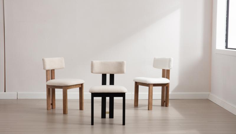 CHAIRUS Modern Farmhouse Linen Dining Chairs Set of 2, Beige Fabric Upholstered Dining Room Kitchen Chairs with Curved Backrest and Natural Wood Legs, Armless Accent Wood Chairs for Dining Living Room CHAIRUS Modern Farmhouse Linen Dining Chairs Set of 2, Beige Fabric Upholstered Dining Room Kitchen Chairs with Curved Backrest and Natural Wood Legs, Armless Accent Wood Chairs for Dining Living Room