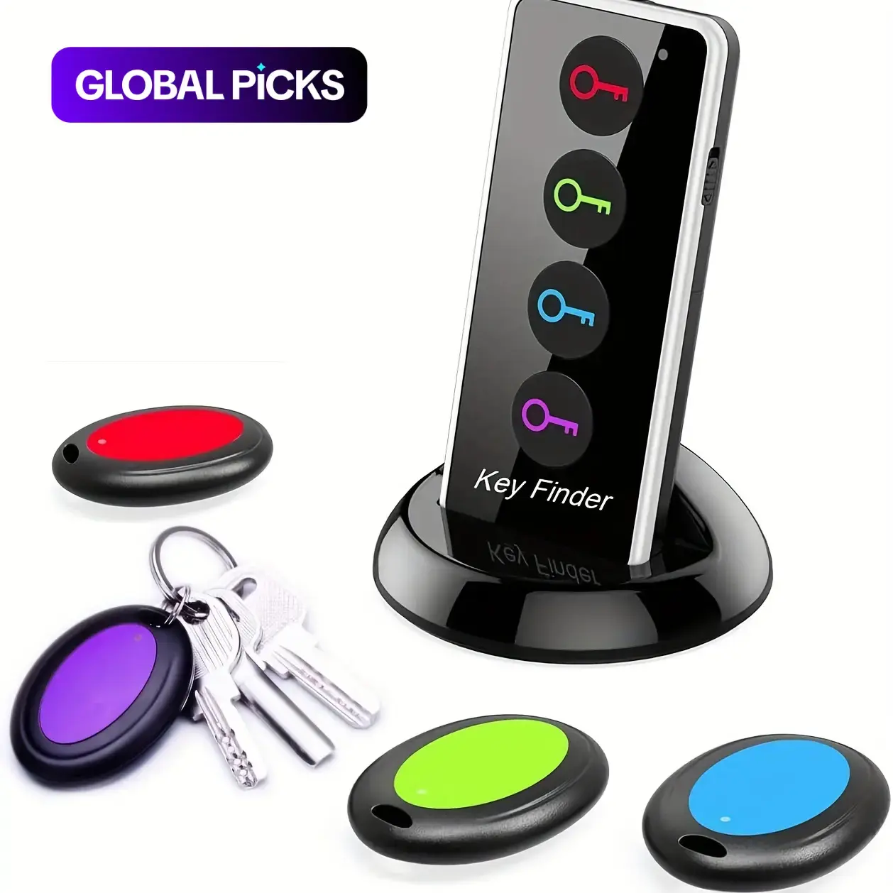 Wireless Key Finder with LED Flashlight, Button, RFID Key Locator with 4 Receivers, Smart Item Tracker for Keys & Wallets, Anti Lost Wireless, Keychain Tracker #GLOBAL PICKS