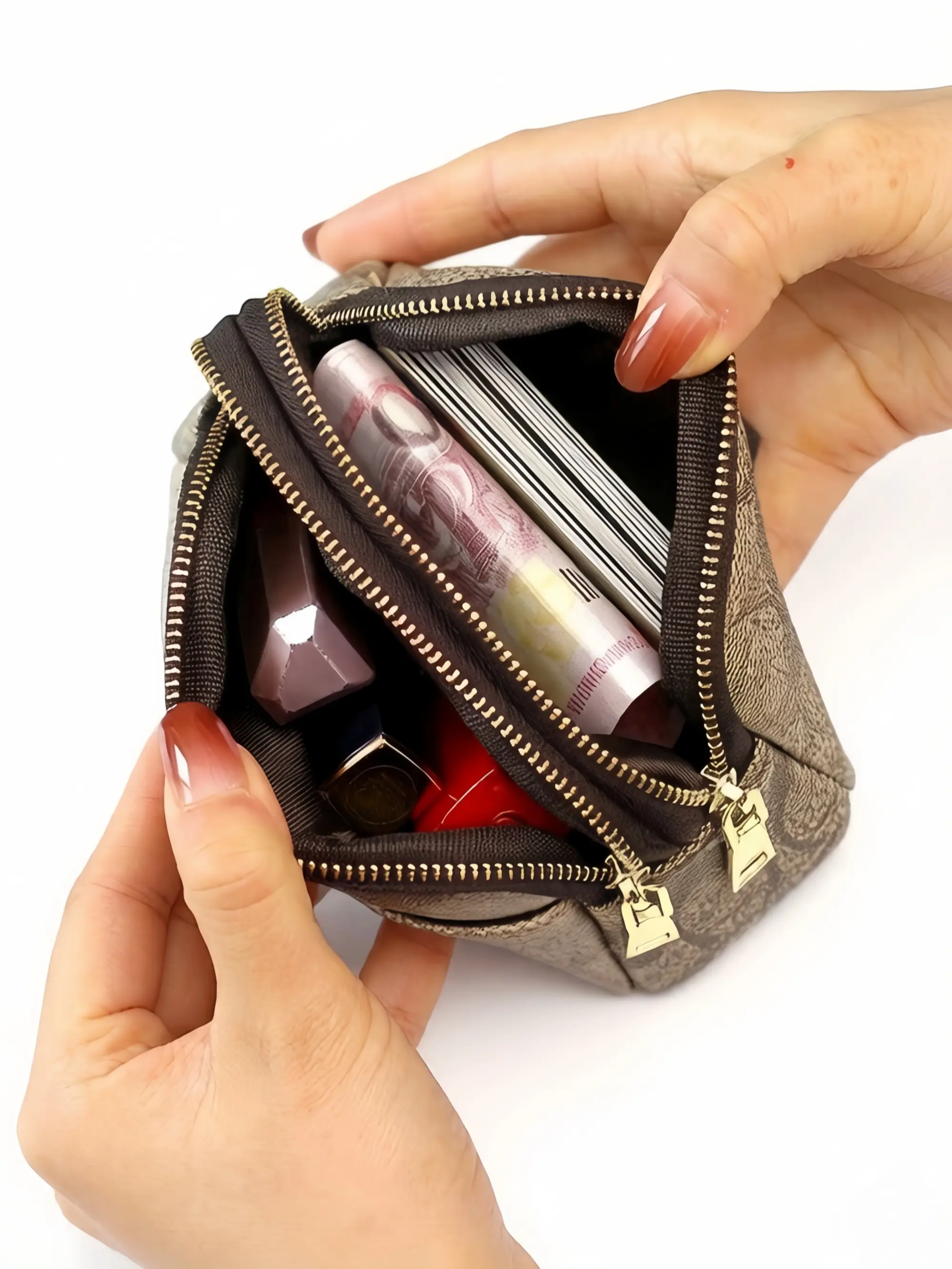 Fashion Retro Print Coin Purse for Women, Zipper Multi-Functional Handbag, Large Capacity Wallet, Card Holder, Stylish Accessory